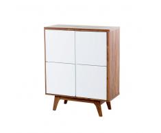 Cómoda - mueble de salón en MDF - nogal y blanco - CINCINNATI