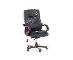 Silla de oficina - Giratoria - Función de masaje - Piel - Negro - MANAGERS