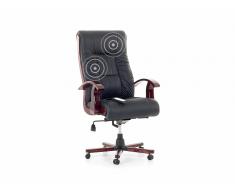 Silla de oficina - Giratoria - Función de masaje - Piel - Negro - PRESTIGE