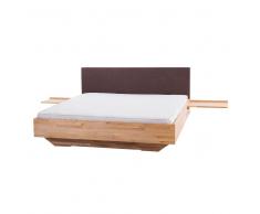 Cama de madera – Tamaño extra grande – Somier – Cabecero tapizado – Marrón– ARRAS