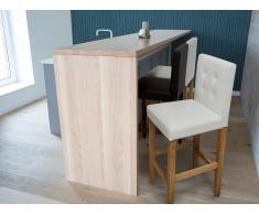 Taburete de barra - Silla tapizada de Piel blanca - MADISON