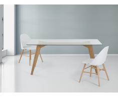 Madera de roble – Mesa de comedor - Vidrio transparente – 180 cm – HUDSON
