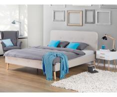 Cama tapizada – Tela - 160x200 cm – Tamaño extra grande - Beige – RENNES