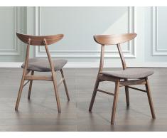 Silla de comedor – Gris - Madera – Tapizado - Tela – LYNN