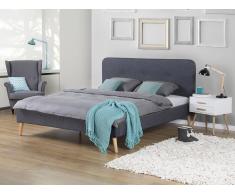 Cama tapizada – Tela - 180x200 cm – Tamaño extra grande - Gris – RENNES