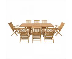 Conjunto de jardín - Mesa de madera dura - 8 sillas - JAVA