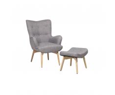 Butaca - Gris marrón - Sillón tapizado - Reposapiés - VEJLE