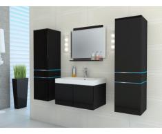Conjunto de baño NAOMI con leds - Muebles + lavabo + espejo - Lacado negro