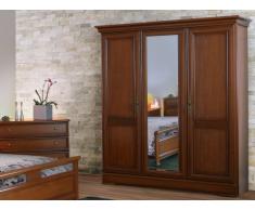 Armario con espejo LAUREL - Largo 178 cm - 3 puertas - Color cerezo