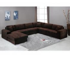 REBAJAS - Sofá XXL 7 plazas de tela MUSE - Chocolate - Ángulo izquierdo