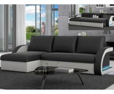 Sofá cama rinconero de piel sintética CORNEILLE - Ángulo reversible - Negro/blanco