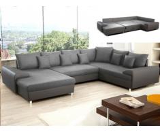 Sofá cama XXL bimaterial CLEMENT - Ángulo izquierdo - Gris