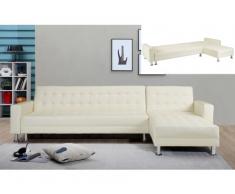 Sofá cama rinconero WILLIS - Ángulo reversible - Piel sintética - Blanco