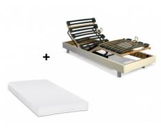 Cama eléctrica articulada con colchón de relajación látex SAORI de DREAMEA - Blanco - 70x190 cm