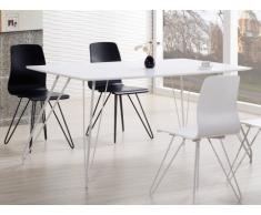 Mesa de comedor VELINA - 4 comensales - MDF y patas de metal - Blanco lacado