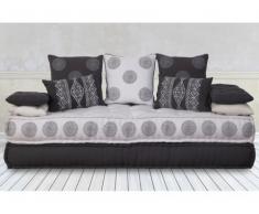 Sofá cama 3 plazas de tela AUSTEN - Gris antracita y blanco