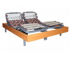 Somier eléctrico 28 láminas y 40 terminales con estructura de madera color cerezo de DREAMEA - 2x70x190cm - motores OKIN