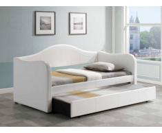 REBAJAS - Cama nido LIPOVA - 2x90x190 cm - Piel sintética - Blanco