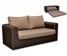 Sofá cama 2 plazas de tela DANUBE - Chocolate y Beige