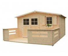 Caseta de jardín de madera NATSU Superficie 13.1m² + terraza 8.5m² - grosor 28mm