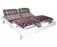 Somier eléctrico 2x65 terminales con estructura de madera color blanco de DREAMEA - 2x80x200cm - motores OKIN