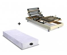 Cama eléctrica articulada con colchón natural memoria de forma PARURE de NATUREA - Blanco - 80x200 cm