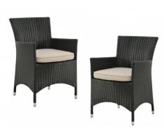 Conjunto de 2 sillones de jardín ALANDA de resina trenzada - Gris antracita