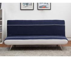 Sofá cama clic-clac NAVINE - Bicolor azul oscuro y blanco