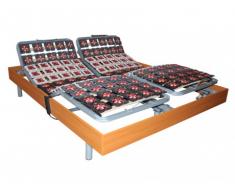 Somier eléctrico 2x65 terminales con estructura de madera color cerezo de DREAMEA - 2x80x200cm - motores OKIN