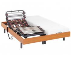 Cama eléctrica con láminas y terminales PANDORA II de DREAMEA - Motores OKIN - Cerezo - 2x70x190 cm