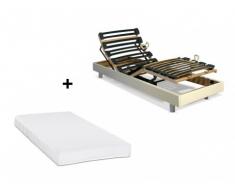 Cama eléctrica articulada con colchón de relajación látex SAORI de DREAMEA - Blanco - 80x200 cm