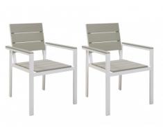 Conjunto de 2 sillas de jardín TORTUGA de aluminio blanco