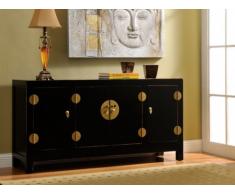 Aparador YUNAN - 4 puertas - Madera de olmo - Negro