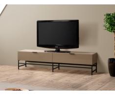 Mueble TV ANTHELO - 2 cajones - Metal & MDF lacado - Color moka