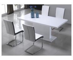 Mesa de comedor SOLISTE - 6 comensales - MDF lacado blanco