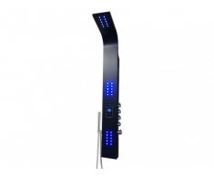 Columna de ducha balnéo termostática con leds CHAKRA IV - Lector de MP3 y radio - 20x165 cm - Negro