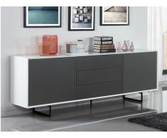 Aparador ANGIE - 2 puertas y 3 cajones - MDF y patas metal - Blanco y gris