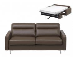 Sofá cama italiano 3 plazas de piel superior VERONIQUE - Chocolate