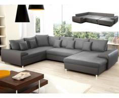 Sofá cama XXL bimaterial CLEMENT - Ángulo derecho - Gris