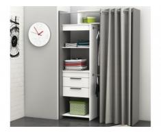 Armario vestidor extensible YANN - Largo 112/168cm - Blanco y gris