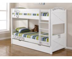 Cama litera con cajón UNIVERSITY - 2x90x190 cm - Pino blanco