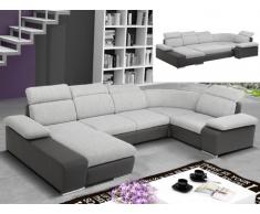 Sofá cama rinconero XXL de tela y piel sintética CYRANO - Bicolor gris claro/gris antracita - Ángulo izquierdo