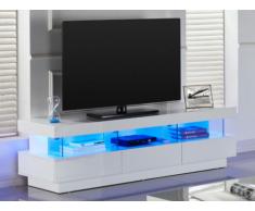 Mueble TV FABIO - MDF lacado blanco - LEDS - 3 cajones & 3 huecos