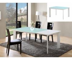Mesa extensible ARIELLE - 6 a 8 cubiertos - MDF y cristal templado - Blanco