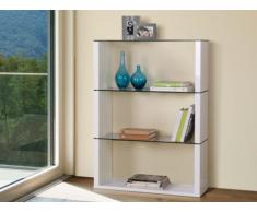 Estantería PLUTON - 3 estantes - Alto 123 cm - MDF lacado y cristal templado