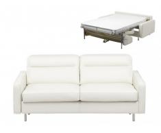 Sofá cama italiano 3 plazas de piel superior VERONIQUE - Blanco