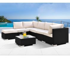 Conjunto de jardín ALANDA: sofá 5 plazas + 1 puf + 1 mesa - Gris antracita