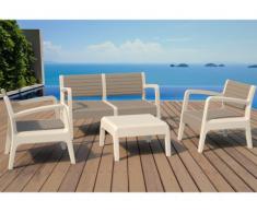 Conjunto de jardín MIAMI de PVC: 2 sillones, un sofá 2 plazas y una mesa de centro - Gris antracita y asiento beige