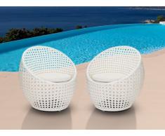 Conjunto de 2 sillones de jardín CAZAS de resina trenzada - Blanco