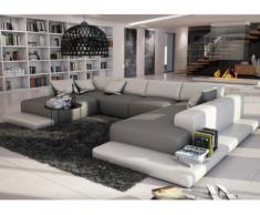 Sofá rinconero XXL de piel sintética SCOSY - Blanco/gris antracita